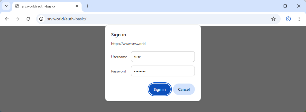 openSUSE Leap 16 : Nginx : Basic Authentication : Server World